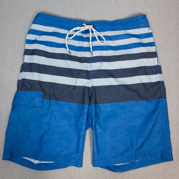 9" Blue Stripe Side Pocket Faux Board Shorts M NWT - Picture 3 of 8